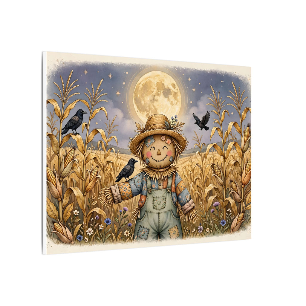 Scarecrow and Crows in the Cornfield Canvas Wall Art – Style 2