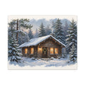 Snowy Cabin at Christmas Eve Canvas Wall Art