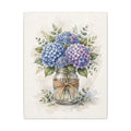 Blue Hydrangeas in a Mason Jar Canvas Wall Art