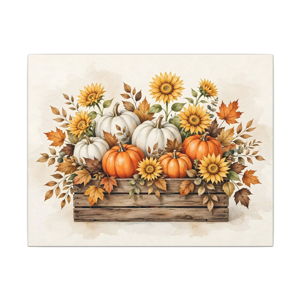 Pumpkins and Sunflowers Harvest Canvas Wall Art – Style 2