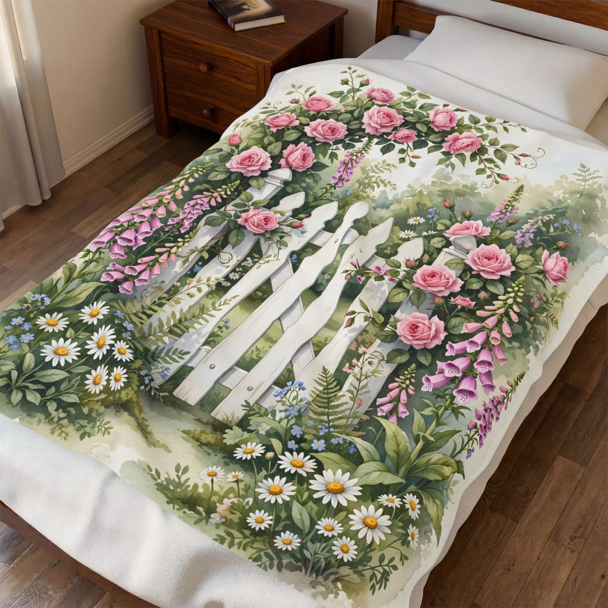 Cottage Garden Gate Velveteen Plush Blanket – Style 2