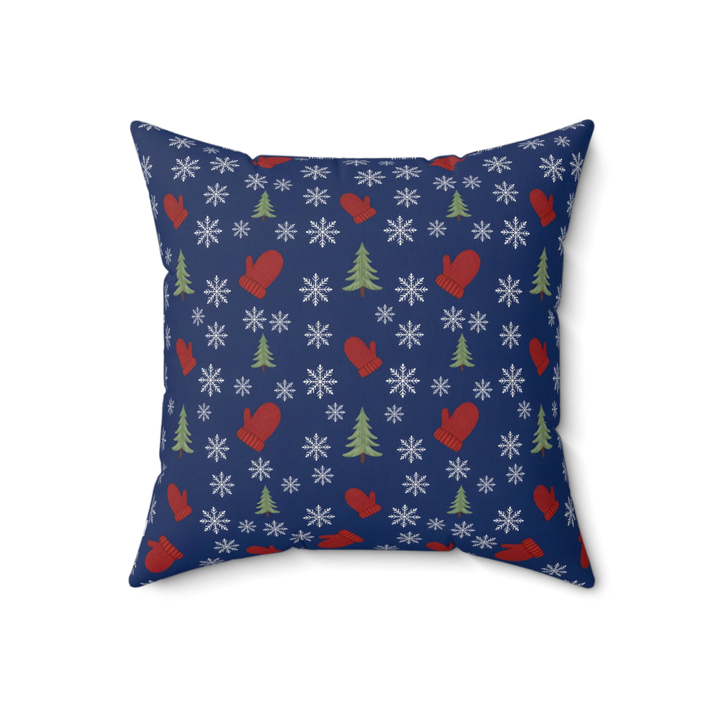 Snowflakes and Mittens Pattern Throw Pillow