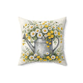 Daisies in a Watering Can Throw Pillow