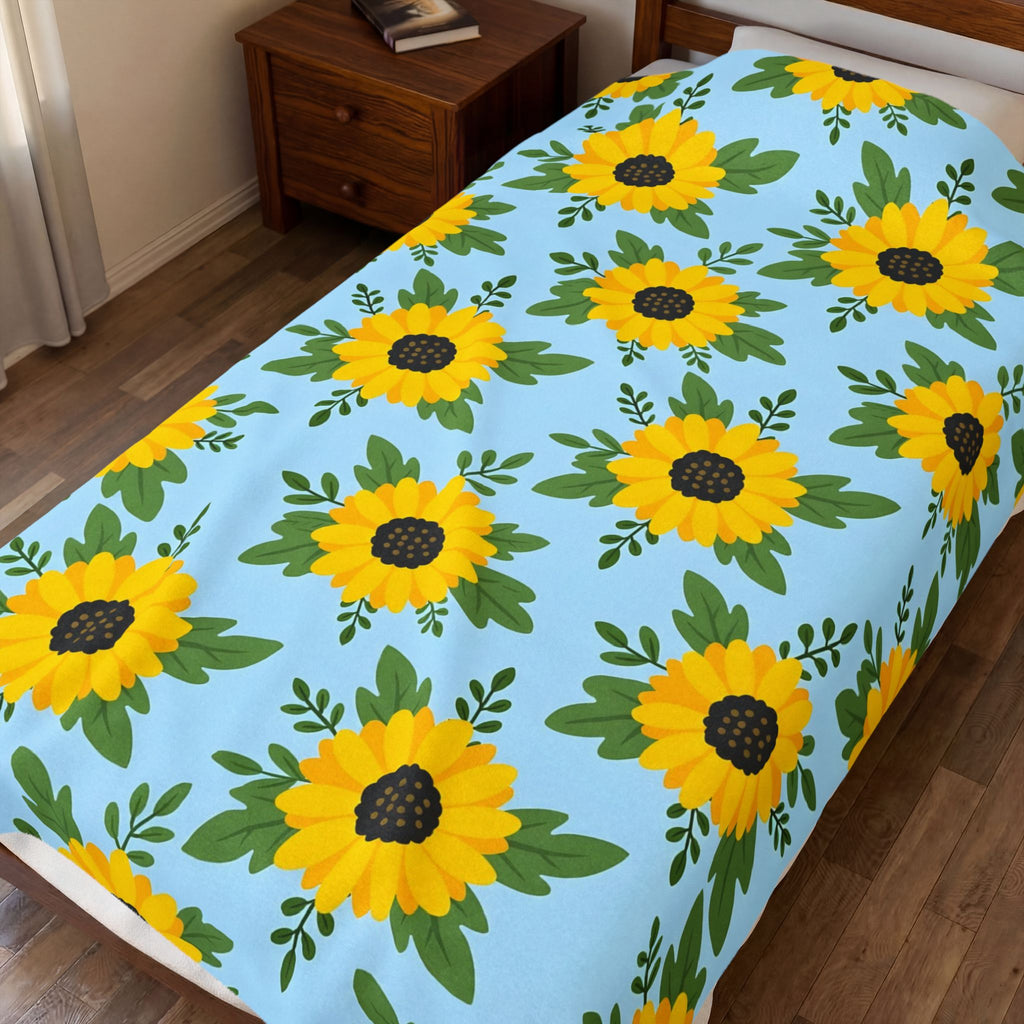 Sunflower Pattern Velveteen Plush Blanket – Style 2