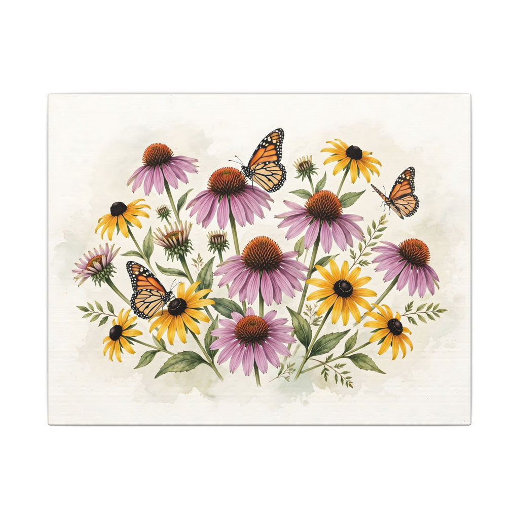 Monarch Butterflies and Wildflowers Canvas Wall Art – Style 2