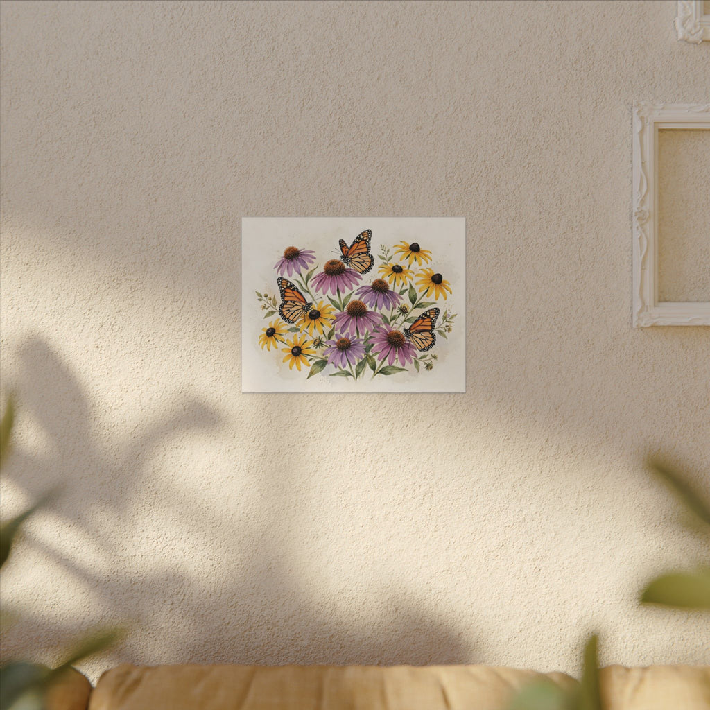 Monarch Butterflies and Wildflowers Canvas Wall Art