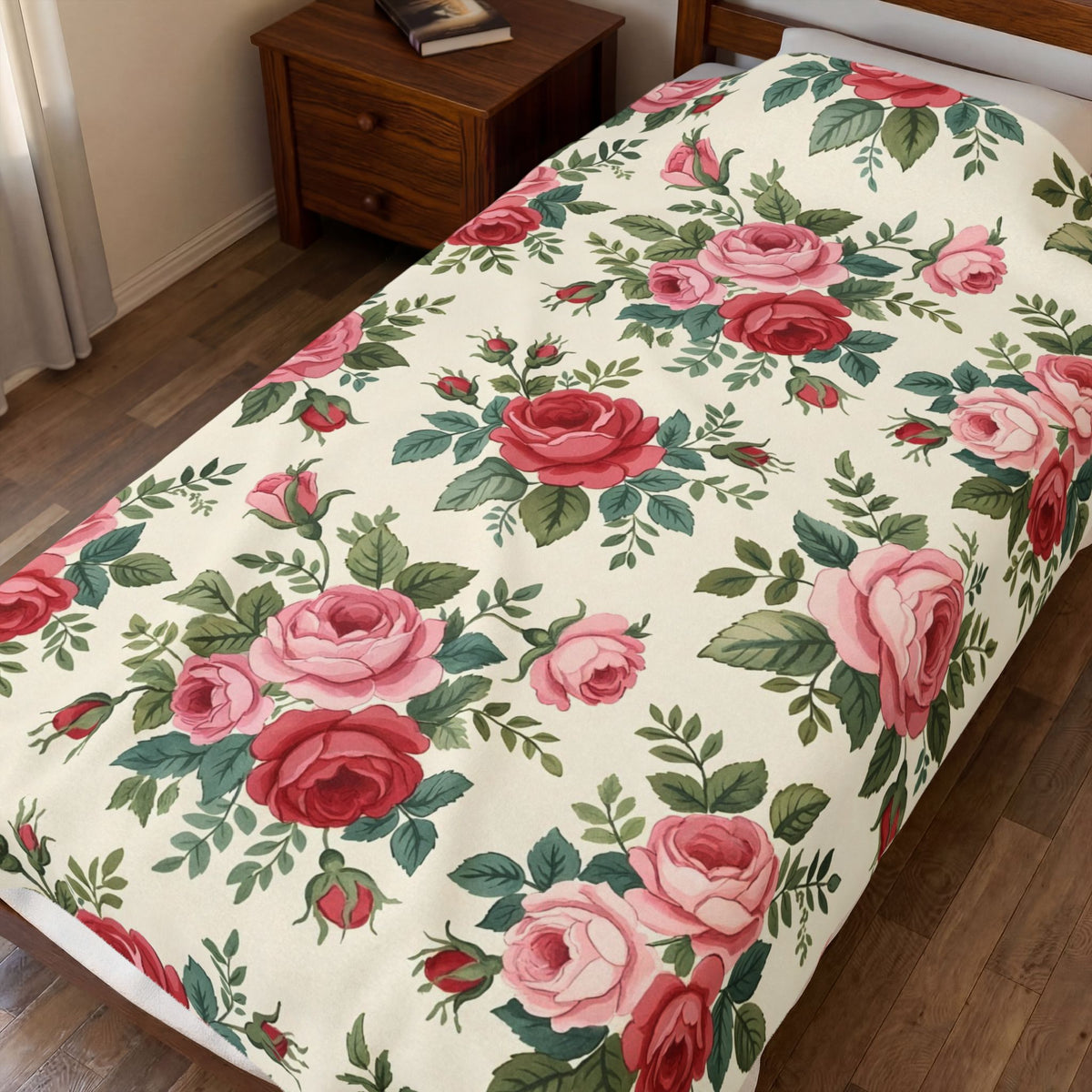 English Rose Chintz Pattern Velveteen Plush Blanket