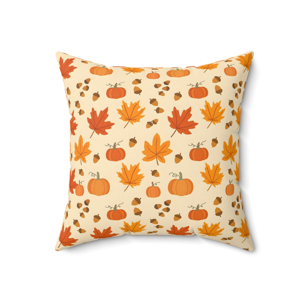 Autumn Leaves and Pumpkins Pattern Throw Pillow