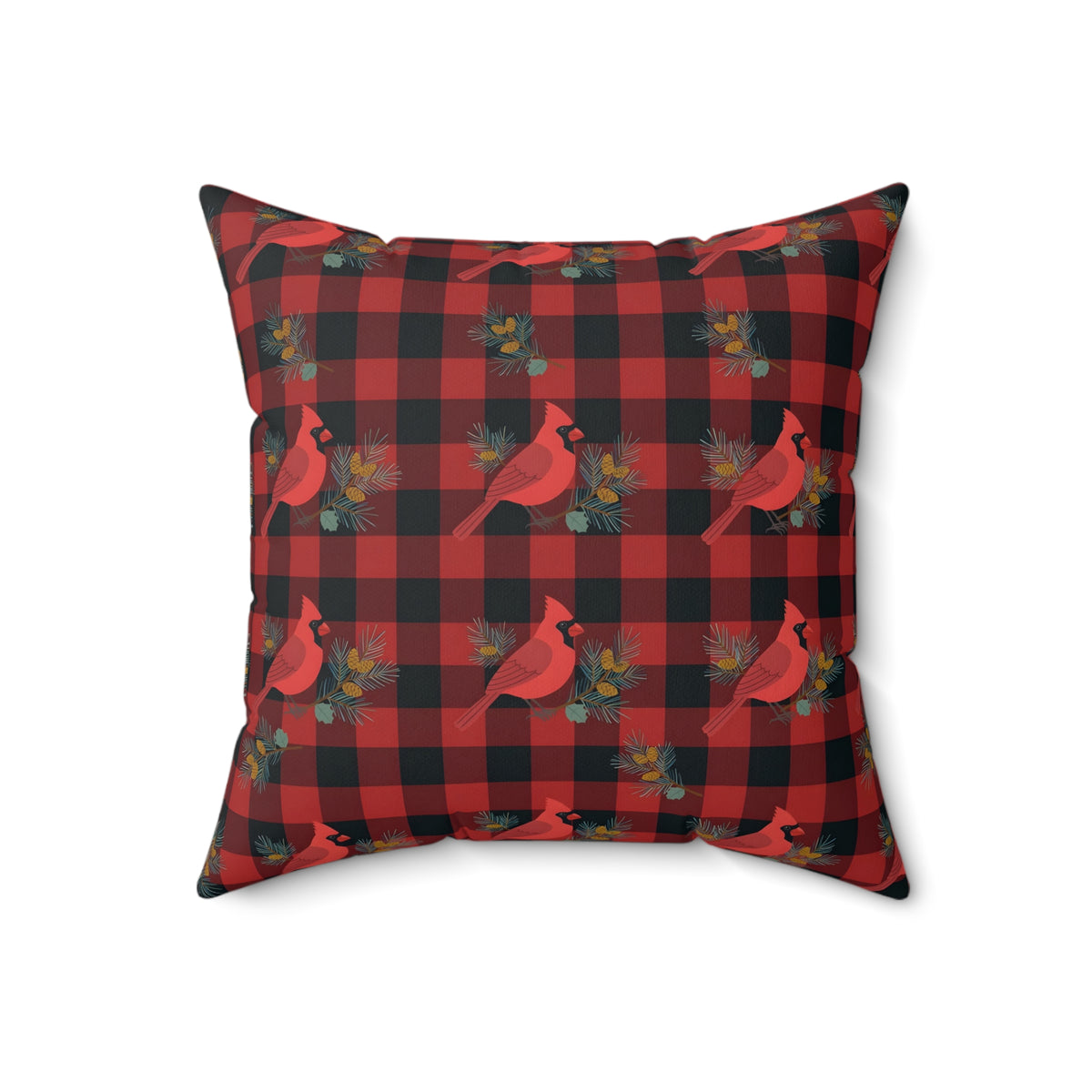 Cardinals and Buffalo Plaid Pattern Throw Pillow