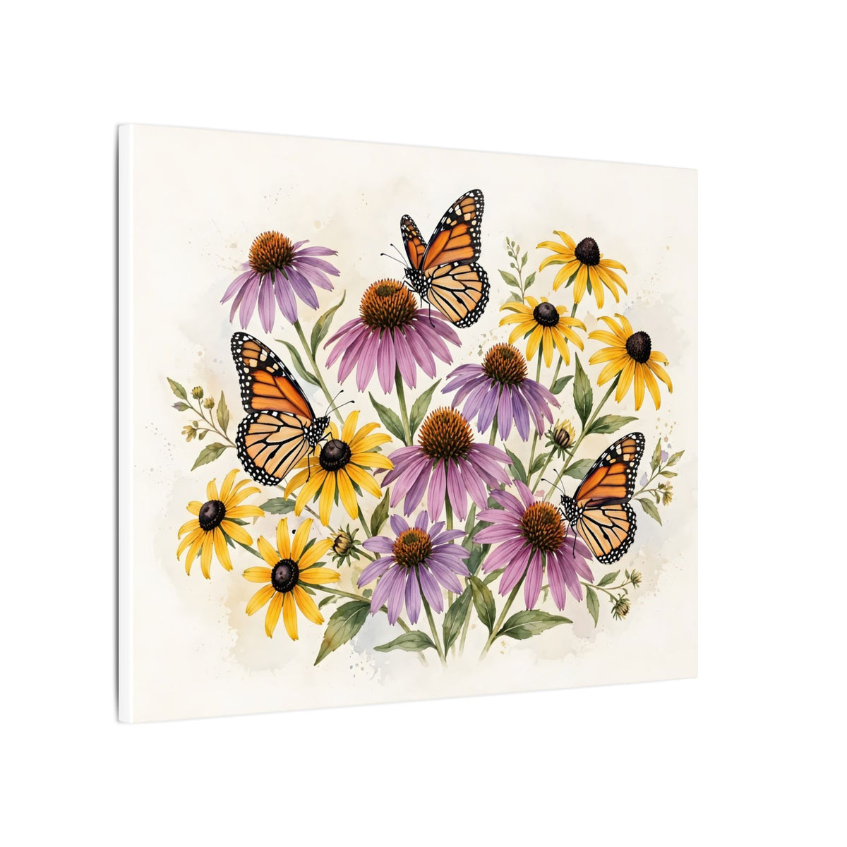 Monarch Butterflies and Wildflowers Canvas Wall Art