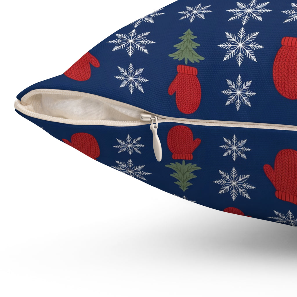 Snowflakes and Mittens Pattern Throw Pillow – Style 2