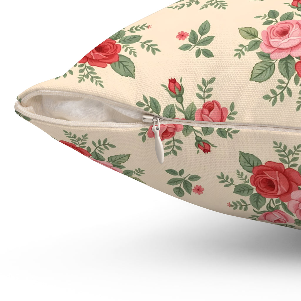 English Rose Chintz Pattern Throw Pillow – Style 2