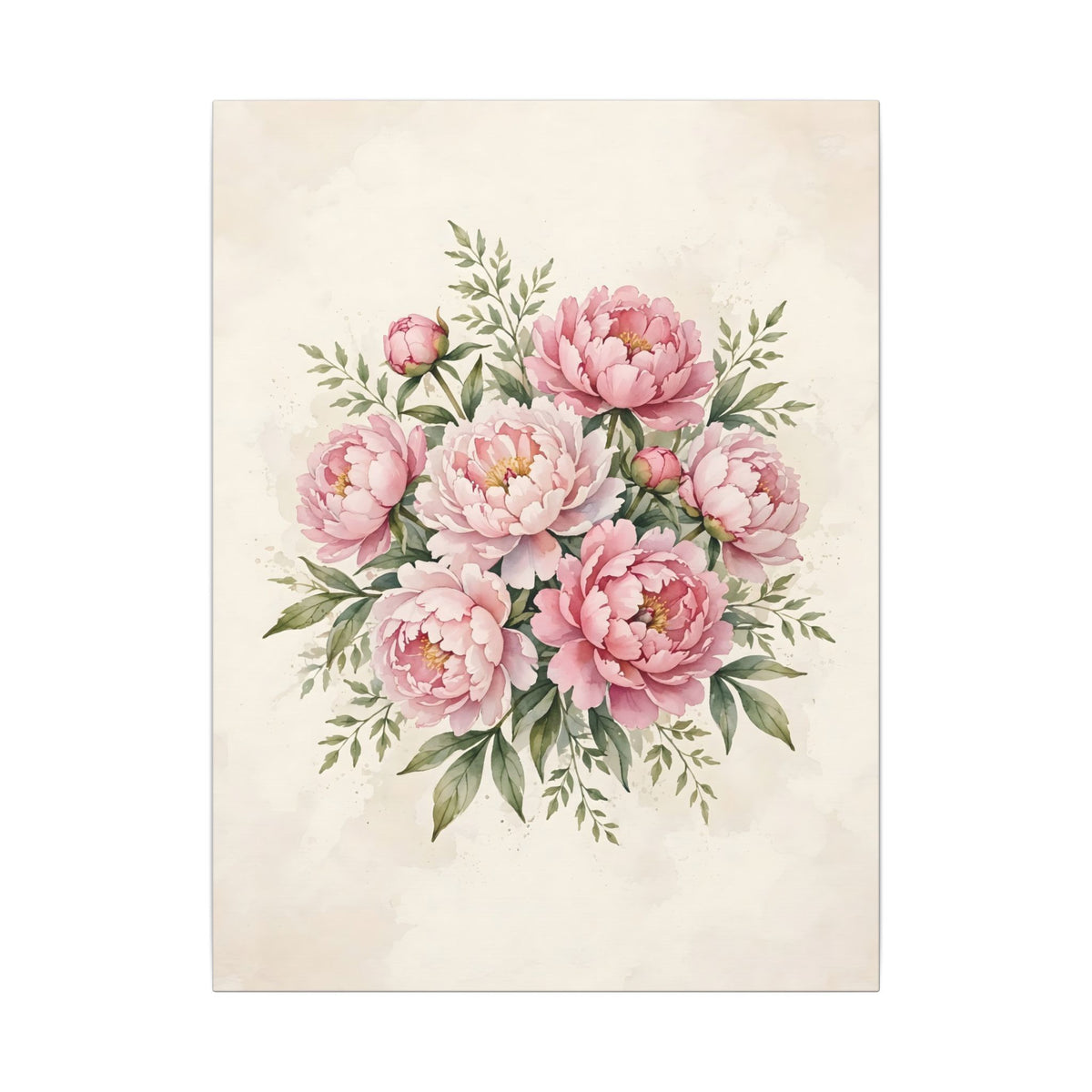 Pink Peonies Watercolor Canvas Wall Art