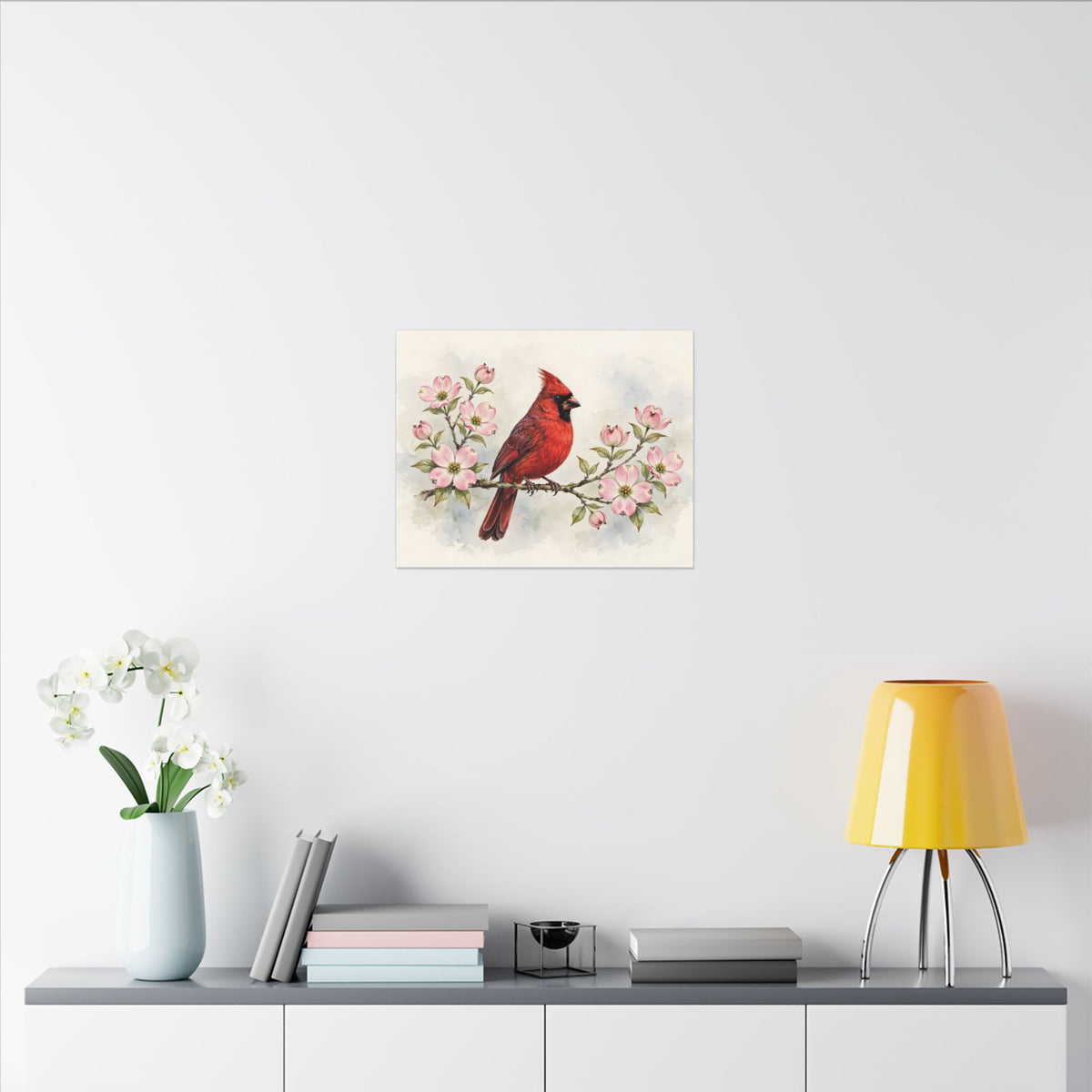 Cardinal on a Spring Branch Canvas Wall Art