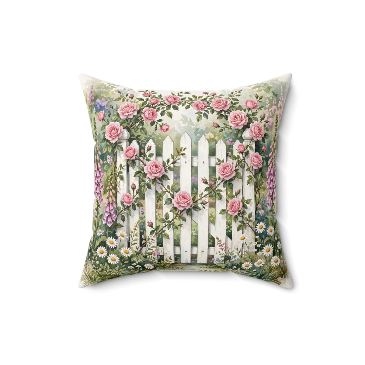 Cottage Garden Gate Throw Pillow