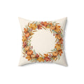 Fall Wreath of Leaves and Berries Throw Pillow