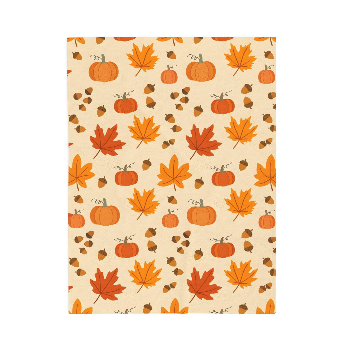 Autumn Leaves and Pumpkins Pattern Velveteen Plush Blanket