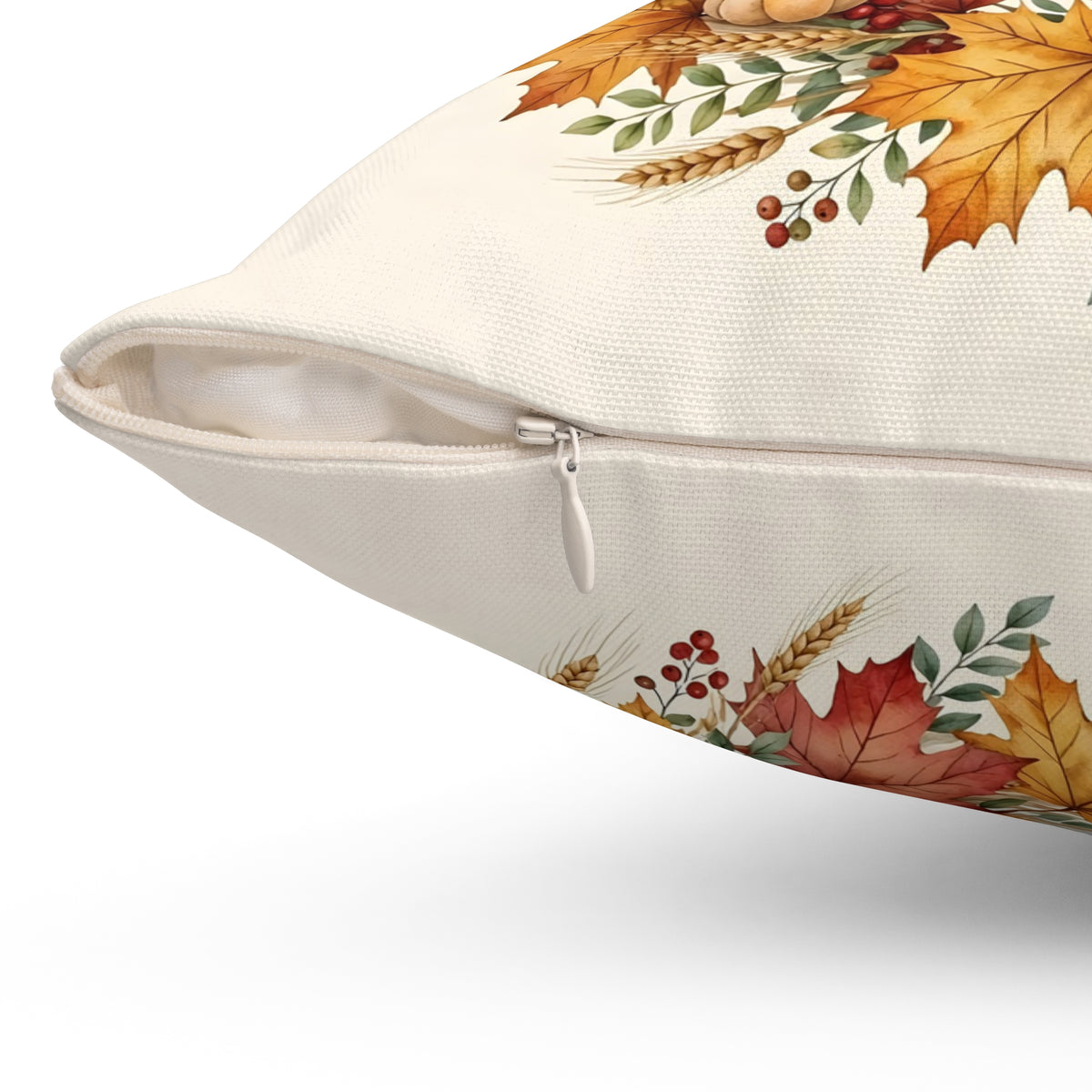 Fall Wreath of Leaves and Berries Throw Pillow