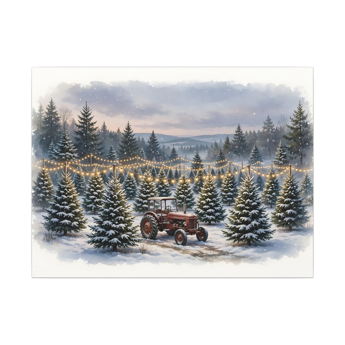 Christmas Tree Farm at Dusk Canvas Wall Art