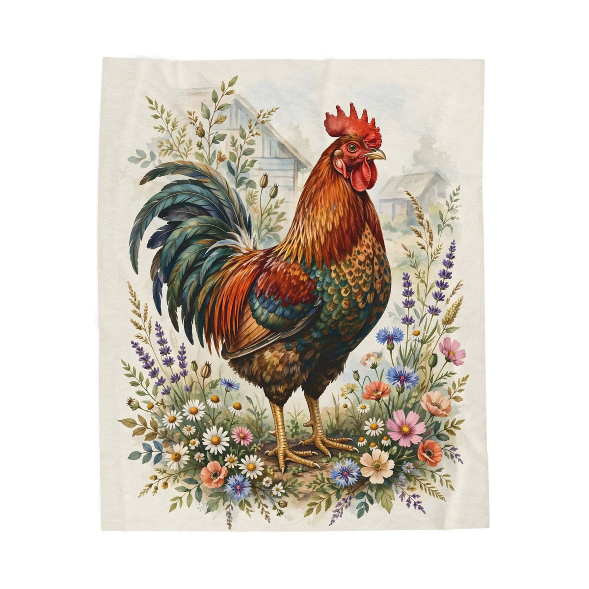 Proud Farmhouse Rooster Velveteen Plush Blanket