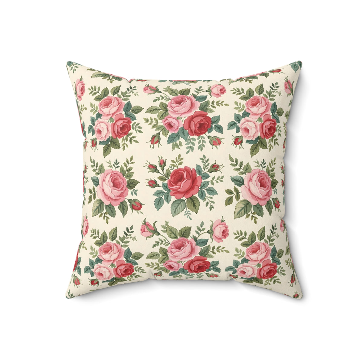 English Rose Chintz Pattern Throw Pillow