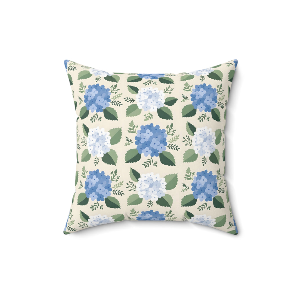 Hydrangea Blue Floral Pattern Throw Pillow