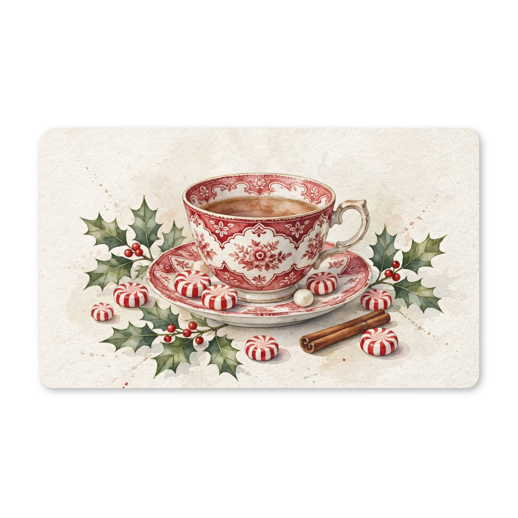 Christmas Teacup with Peppermints Doormat – Style 2