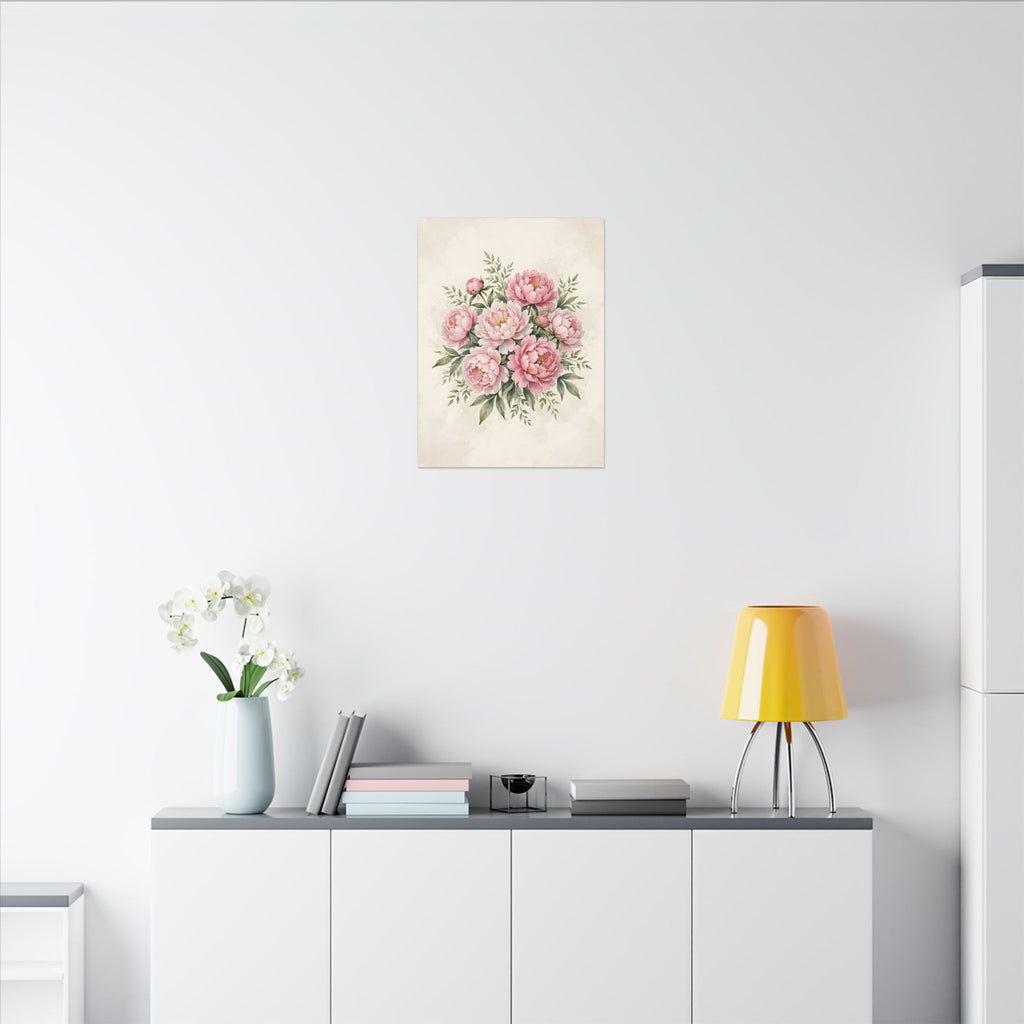 Pink Peonies Watercolor Canvas Wall Art
