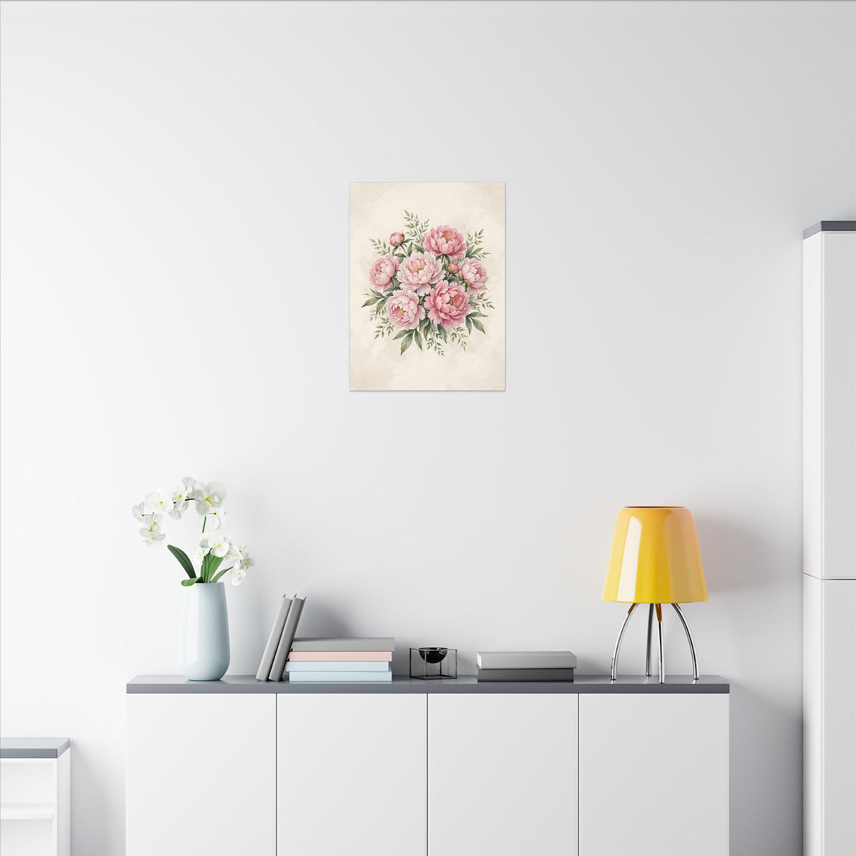 Pink Peonies Watercolor Canvas Wall Art