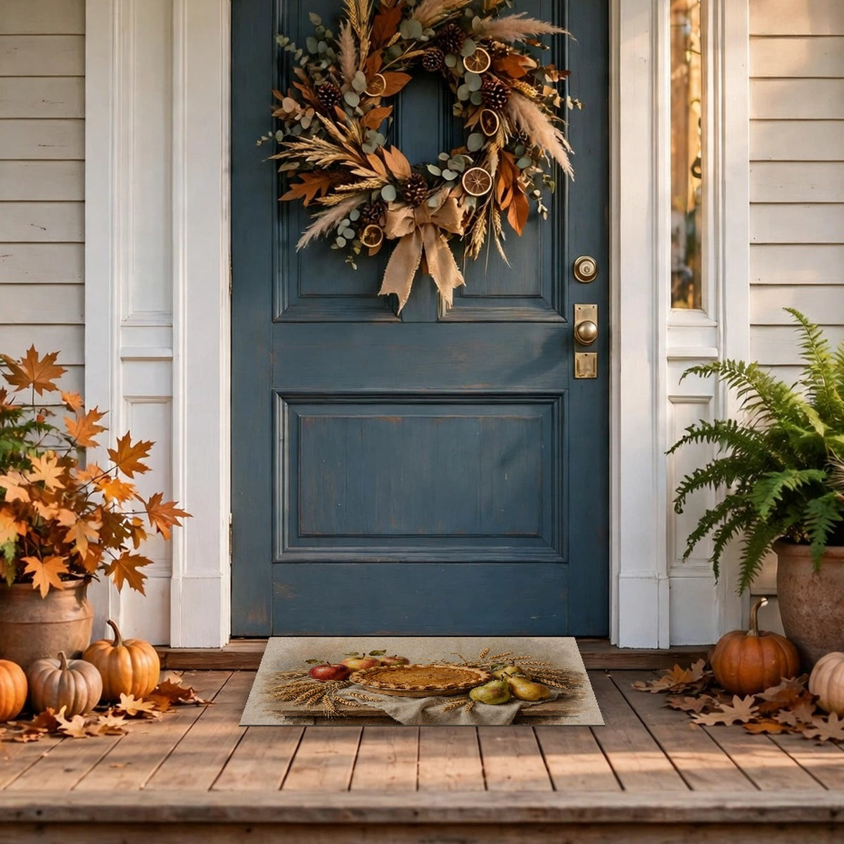 Thanksgiving Table Still Life Doormat at a front door