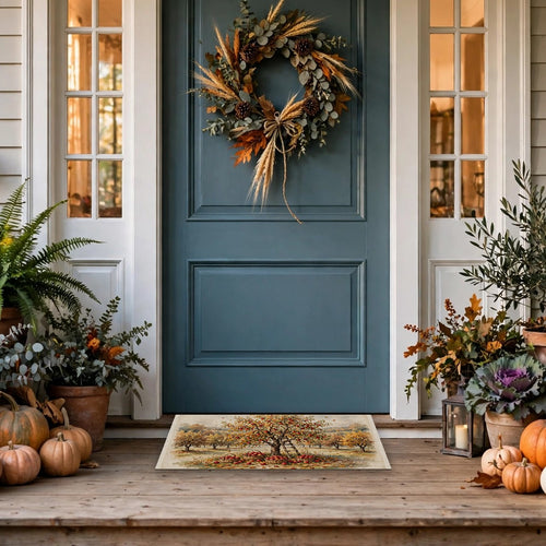 Apple Orchard in Autumn Doormat – Style 2 at a front door